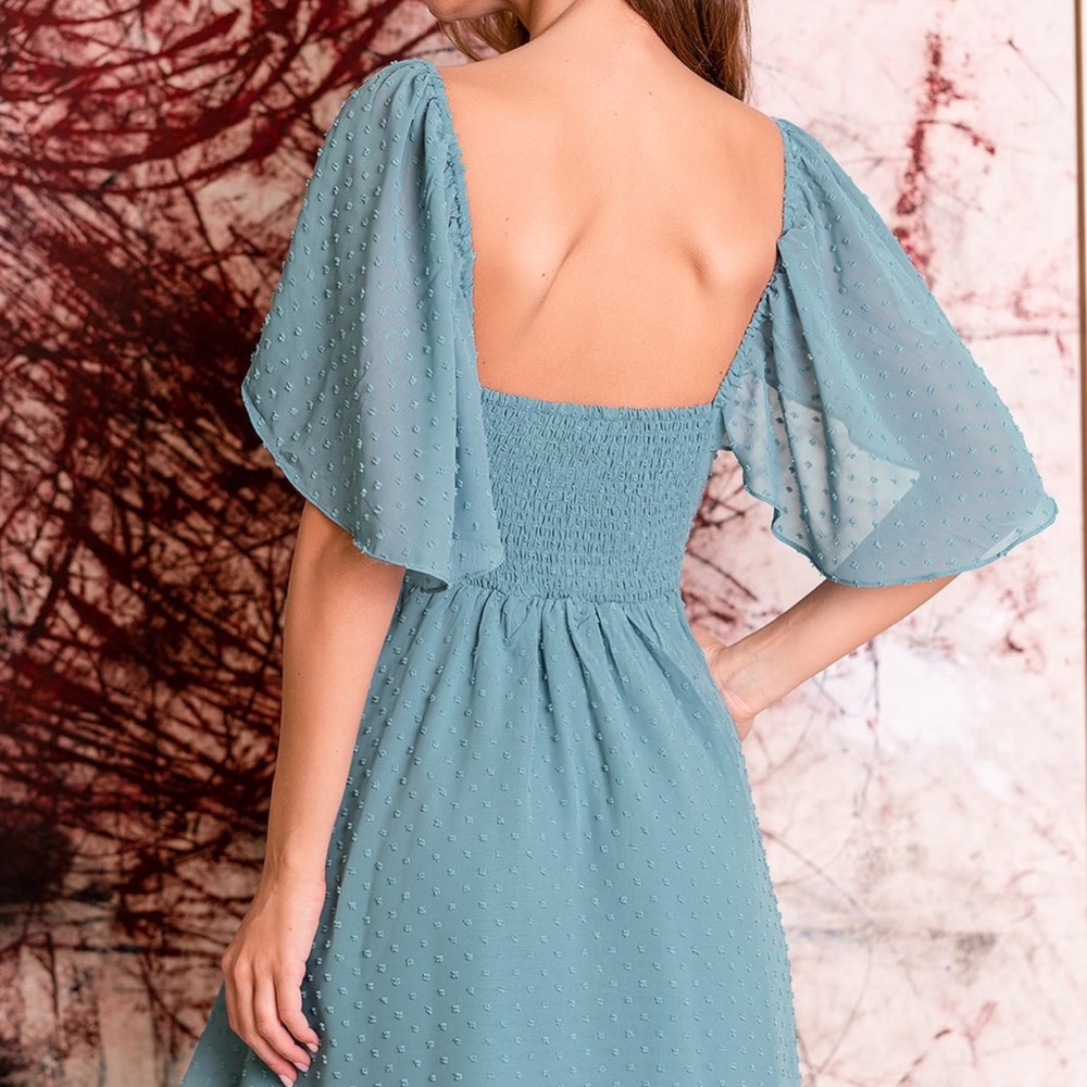 Blue Dress with Bow Detail